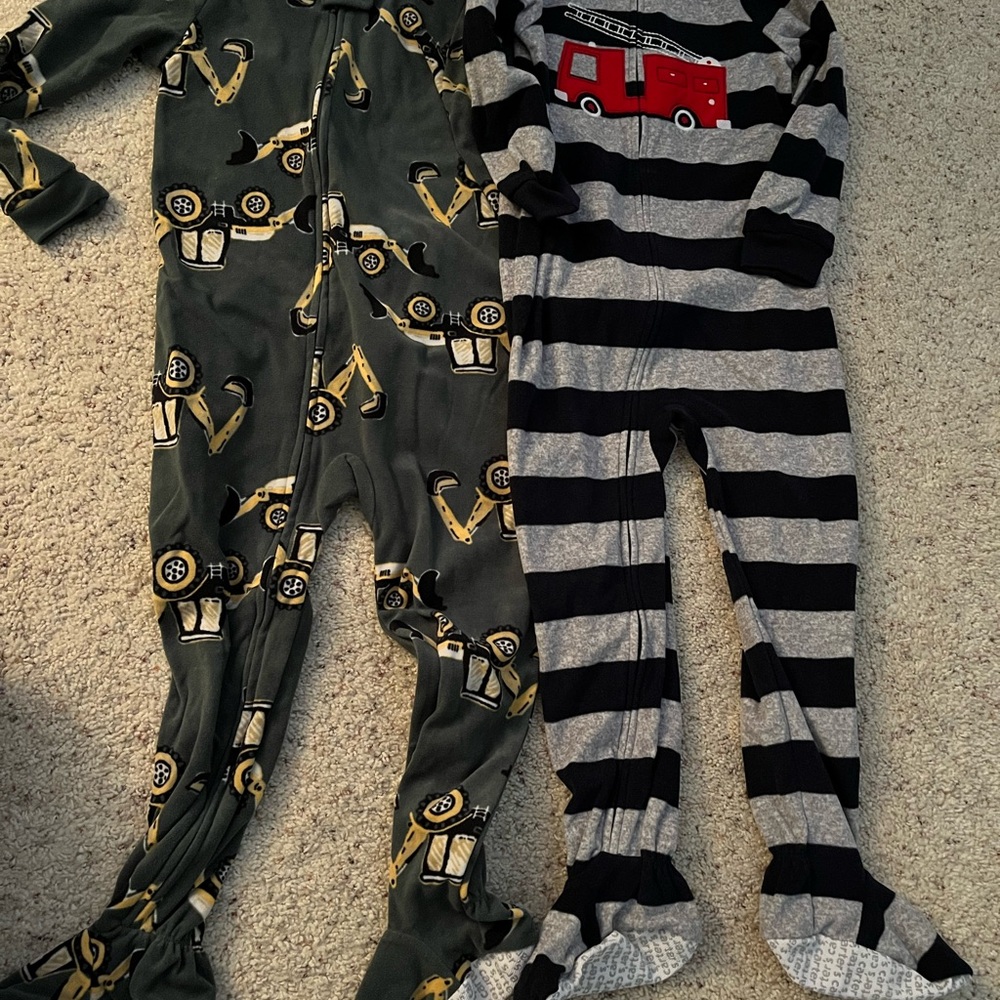 Carter's Green Construction and Black Striped Footies